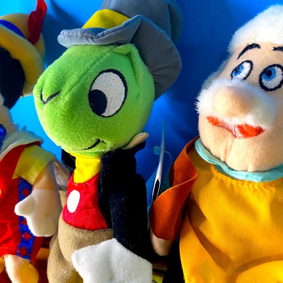 DISNEY EXCLUSIVE NWT VTG 90s PINOCCHIO GEPPETTO JIMINY CRICKET BEAN BAG PLUSH - Picture 3 of 15